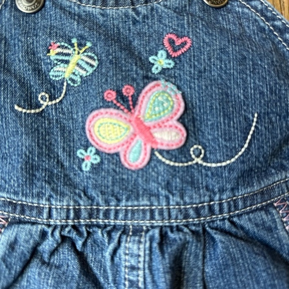Vintage 90s Overalls Baby Girl Size 6-9 M Sonoma Butterfly Bib Embroidered - Picture 4 of 10